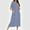 Blue, variant on Miqool Women Zipper Front House Coat Stripes Short Sleeves Robe Zip Up Bathrobes Short Nightgown with Pockets S-2XL