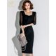 thumbnail image 3 of H Han Queen-vestido de tubo ajustado con volantes para mujer, ropa de oficina, Simple, para fiesta y trabajo, color negro, elegante, otoño, 3 of 5