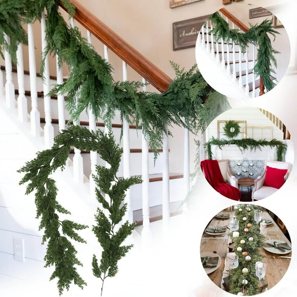 Boreal Craft Jasmine 79in Cedar Garland Realistic Extra Full Cedar Christmas Garland For Stairs Garlands For Decoration Christmas Cedar Garland Home Decoration