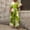 Green, variant on Pants Set for Women Floral Printed V-Neck Short Sleeve Top and Elastic Drawstring Waist Wide Leg Pants Summer Ladies 2 Piece Casual Loose Outfits for Daily Wear