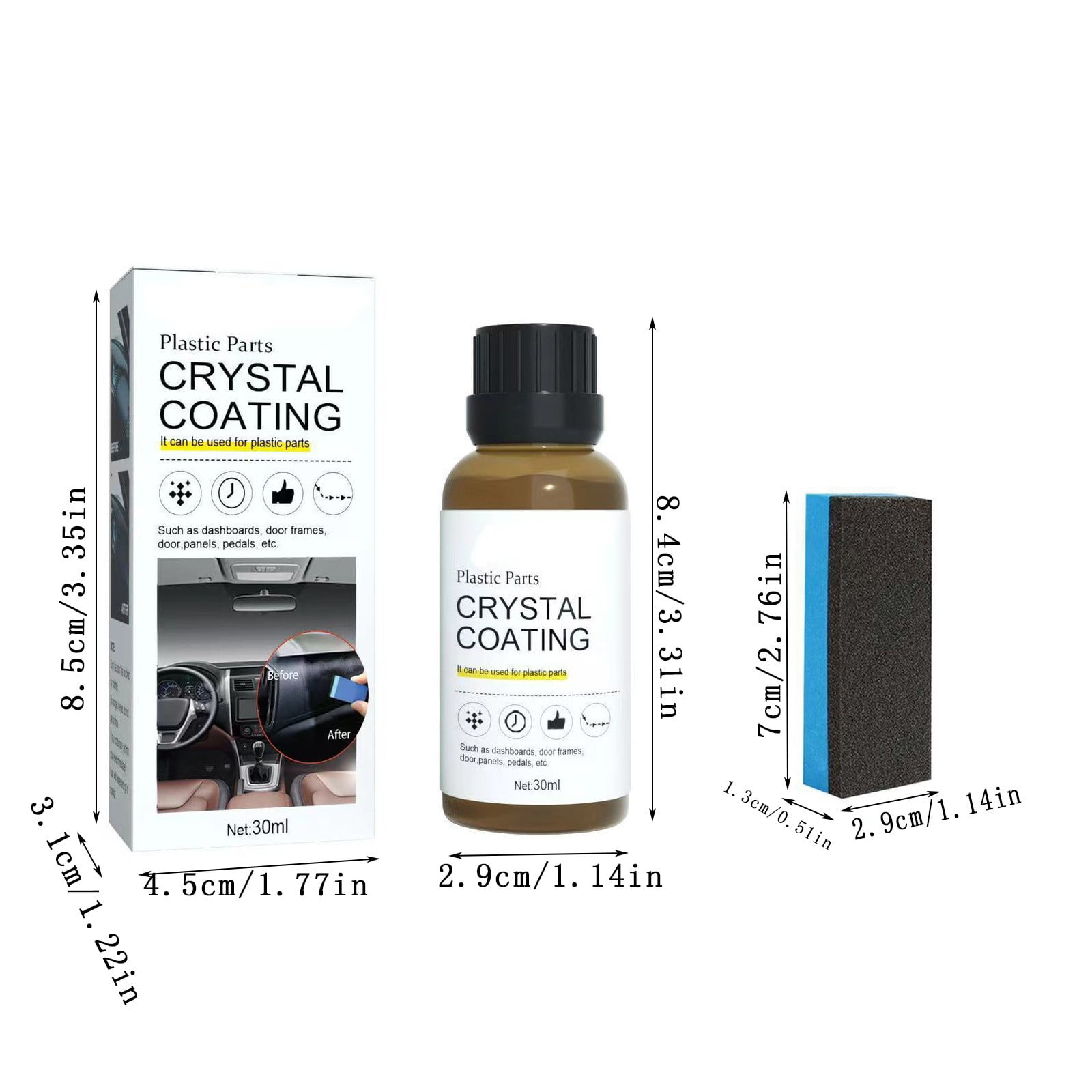 Sales！Tunhigl 30ml Set Of Plastic Refurbishing Agent for Automobile Interior Decoration Refurbishing Agent for Instrument Panel Polishing Plastic Leather Refurbishi