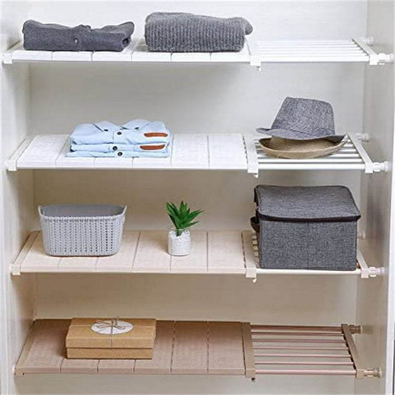 Tension Shelf Expandable Closet Tension Shelf Rack Adjustable Storage Rack Cabinet Organizer DIY Divider Separator for Cabinet Wardrobe Cupboard