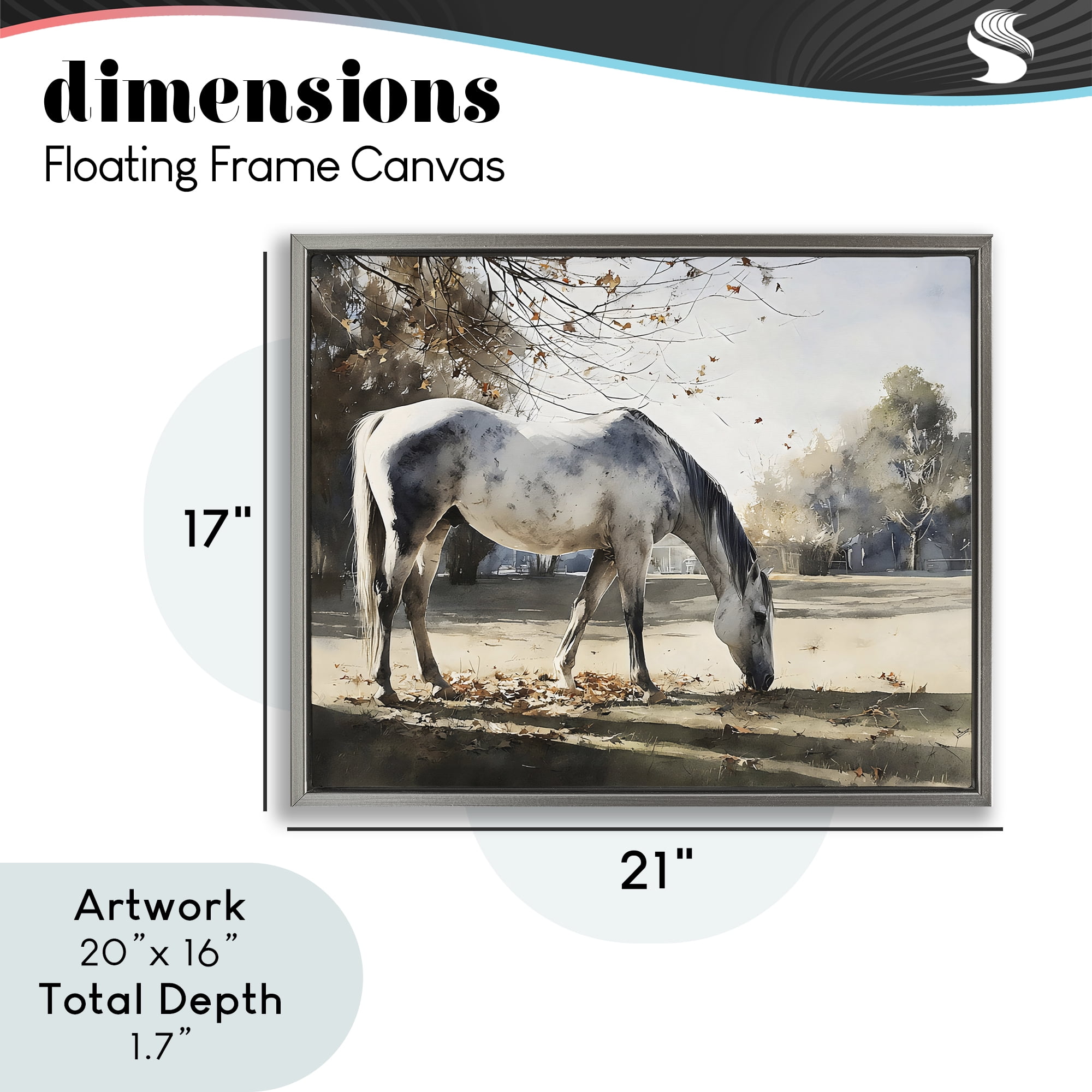 Stupell Industries Grey & White Mare Grazing Gray Framed Floater Canvas Wall Art, design by Franklyn Gregory