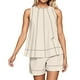 thumbnail image 1 of Conjunto de pantalones cortos para mujer, ropa informal para el día a día: camiseta sin mangas con bolsillo y pantalones cortos cómodos, conjunto transpirable para primavera-verano., 1 of 8