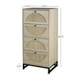 thumbnail image 4 of Set of 2 Natural Rattan 4 Drawer Dresser, Rattan Cabinet Storage for Bedroom, Tall Chest of Dressers with Metal Legs for Living Room, Hallway, Entryway, Home Office, Natural Oak, 4 of 5