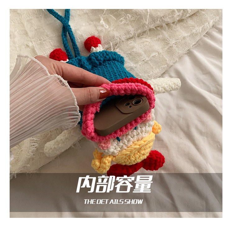 Baguery Handmade Crochet Phone Bag - Sausage Mouth Design, Ugly Cute Knitted Crossbody Purse for Cell Phone/Keys/Lipstick