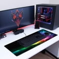 thumbnail image 3 of Extended Mouse Pad Large Gaming Mouse Pad- 35.4x15.7x0.12 inch Computer Keyboard Mouse Mat Non-Slip Mousepad Rubber Base and Stitched Edges for Game Players, Office, Study, Aurora Light Pattern, 3 of 6