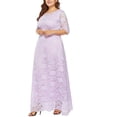 thumbnail image 5 of Eternatastic Womens Floral Lace 2/3 Sleeves Maxi Dress Evening Party Long Dress 4XL Purple, 5 of 6