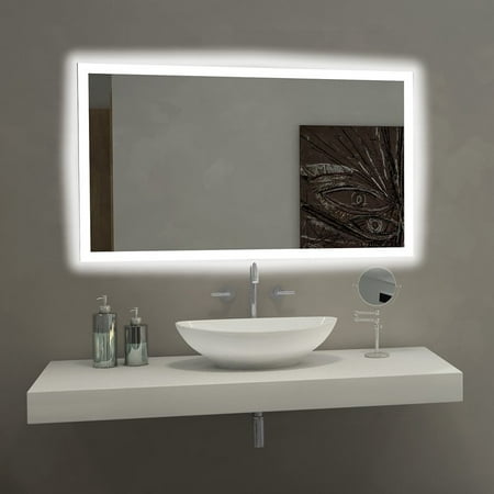 Paris Mirror Rectangle Bathroom Mirror with LED (Best Lighting Above Bathroom Mirror)