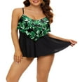 thumbnail image 2 of PENGXIANG Women 2PCS Tankini Swimsuits V-Neck Layered Ruffle Tops Thong Bottoms Bikini Set, 2 of 5