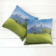 thumbnail image 2 of Ambesonne Mountain Throw Pillow Cover 2 Pack, Alps with Meadow Flora, 24", Green Blue, 2 of 6