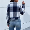 thumbnail image 4 of Jiyugala Coats for Women Long Sleeve Plaid Shirt Outerwear Turndown Collar Tops Buttons Casual Blouses, 4 of 7