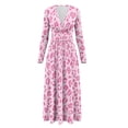 thumbnail image 5 of FKELYI Long Sleeve Maxi Dress for Women V-Neck Soft Casual Dress Pink Leopard Print Flowy A-Line Dresses with Side Pockets for Party Wedding, M, 5 of 6