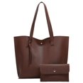 thumbnail image 1 of Bolso de hombro tipo tote de piel sintética para mujer, bolso de mano con borlas de gran capacidad., 1 of 6