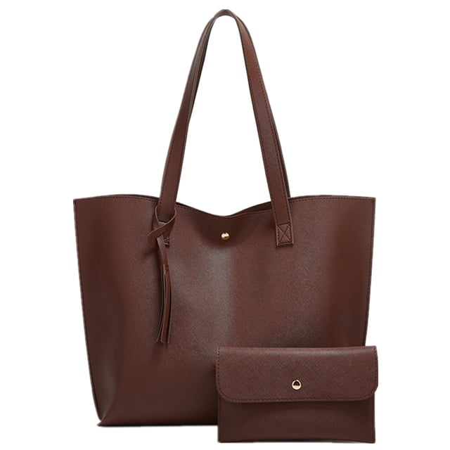 Bolso de hombro tipo tote de piel sintética para mujer, bolso de mano con borlas de gran capacidad.