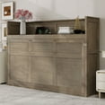 thumbnail image 3 of Euroco Wood Twin XL Murphy Bed with Desk and LED Light, Storage Wall Bed with USB Charging Station, 3 of 12
