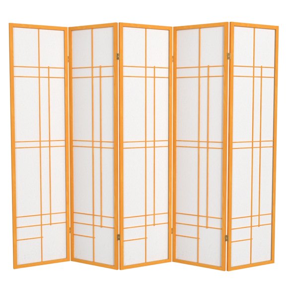 Red Lantern 6 ft. Tall Eudes Shoji Screen - Honey - 5 Panels