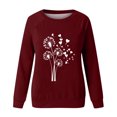 thumbnail image 4 of Fznquz Fall Womens Tops Under $10 Red Long Sleeve Graphic T Shirt Crewneck Casual Loose Womens Clothing, 4 of 4