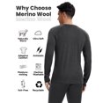 thumbnail image 2 of Woolcano Men's 100% Merino Wool Thermal Base Layer Top, 260 GSM Long Sleeve Shirt for Hiking, Skiing and Cold Weather Activities, 2 of 6