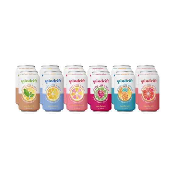 Spindrift Sparkling Water, 6 Flavor Assorted Variety Sampler Pack, Made with Real Squeezed Fruit, 12 Fl Oz - (Pack of 12)