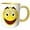 Yellow/White, variant on 3drose, Smiling Face 3 a Yellow and Black Happy Face with a Big Smile and Eyebrows, 11oz Two-tone Yellow Mug