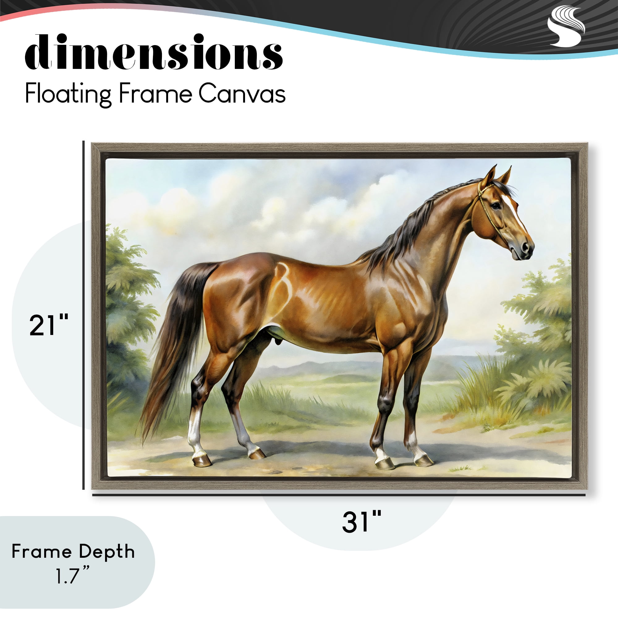 Stupell Industries Majestic Horse in Pastoral Landscape Brown Framed Floater Canvas Wall Art, design by Creative Studio