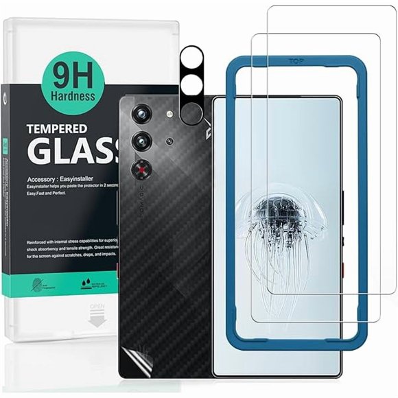 xixishop pour ZTE nubia Red Magic 10 Pro/10 Pro+ 5G/10S Pro/10S Pro+ Protecteur d'Écran, Lot de 2, Verre Trempé Dureté 9H avec Protecteur d'Objectif de Caméra, Outil d'Installation Facile, Sans Bulles, Déverrouillage par Empreintes Digitales