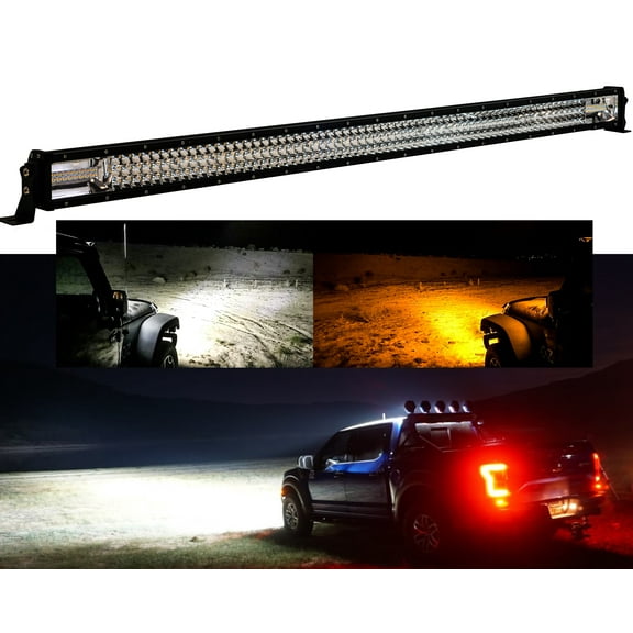 OZ-USA 52" Amber White Flash Strobe Dual Color LED Light Bar Fog Driving Work Light for Offroad Truck Tractors