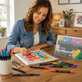 thumbnail image 5 of COORIART 48 Colors Dual Tip Art Marker Pens, Coloring Markers Set with Brush & Fine Tip for Adult Coloring Books No Bleeding, Professional Calligraphy & Drawing Art Supplies Kit, 5 of 5