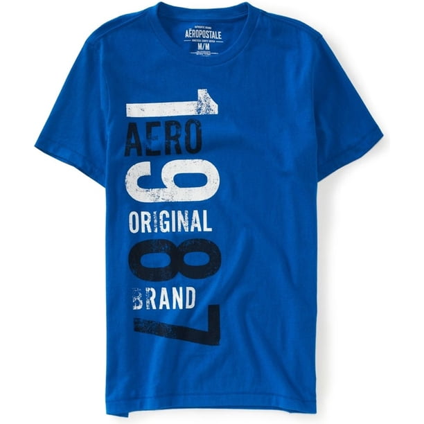 Aeropostale Mens Original 1987 Weathered Graphic T-Shirt, azul, mediano Aeropostale Camiseta gráfica