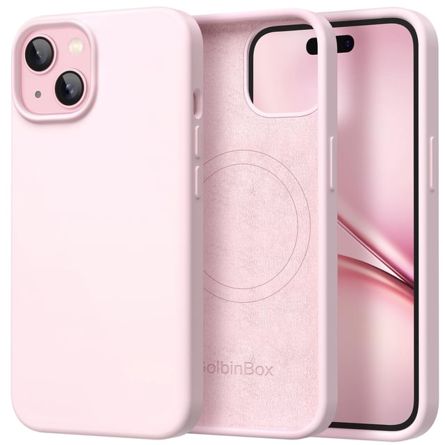 Funda magnética GolbinBox para iPhone 15 de 6.1 pulgadas, rosa tiza