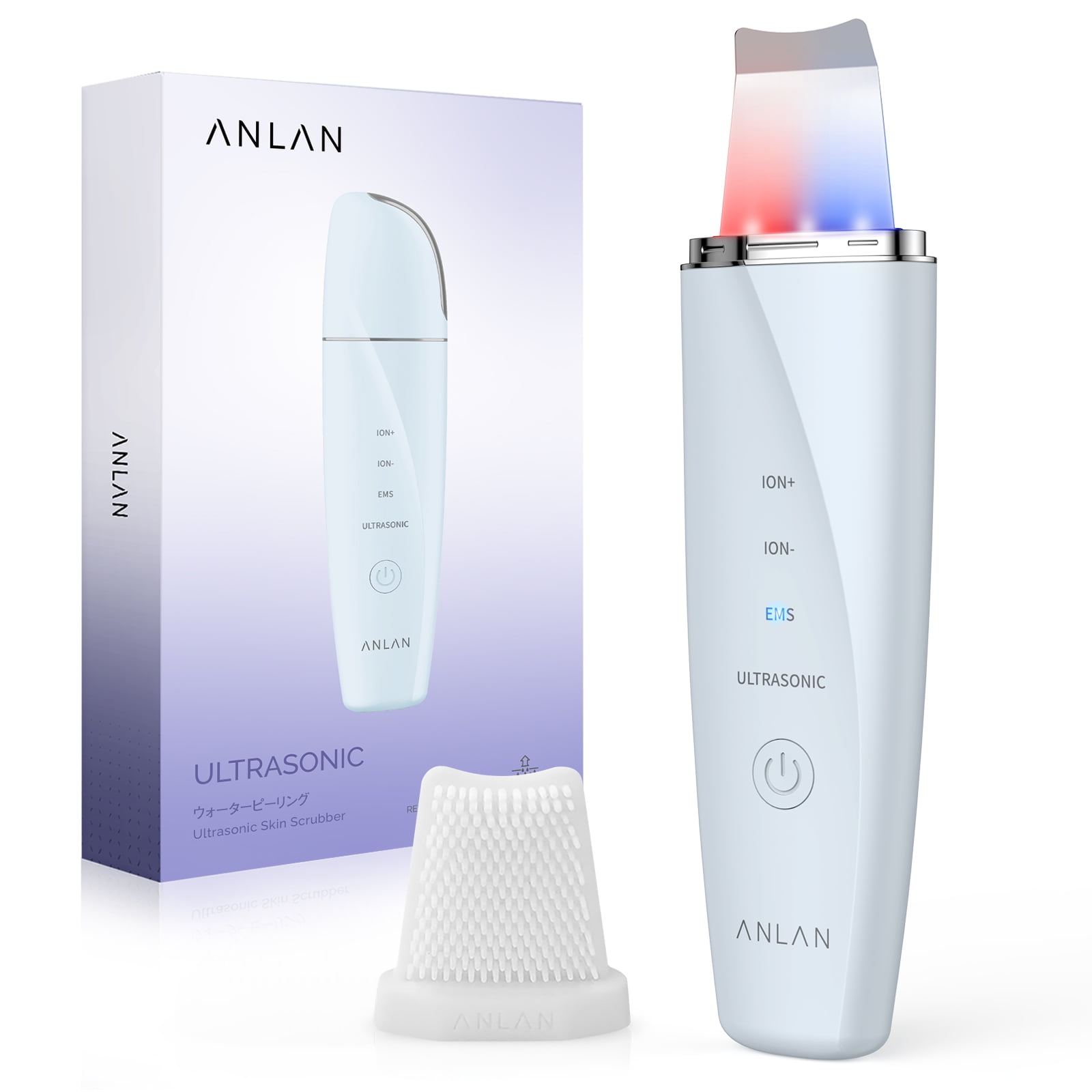 Anlan Ultrasonic Skin Scrubber Blue Light Skin Care Deep Face Cleaning Peeling Shovel Facial