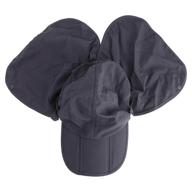 Breathable Neck Cover Hat UV Protection Solid Color Dark Grey 30*10 Cm for Fishing Riding 1Set
