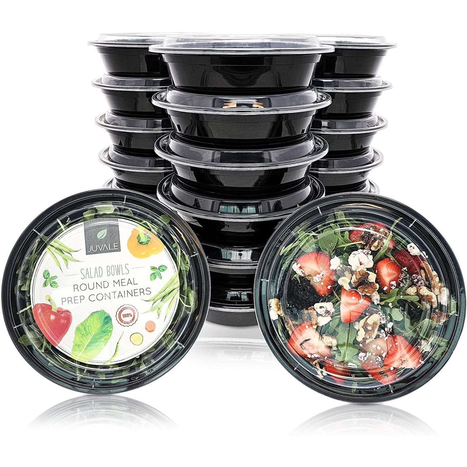 White Round Bowls with Lid Meal Prep Containers 20 Pack