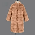 thumbnail image 4 of Lilgiuy Womens Ladies Warm Faux Furry Coat Jacket Winter Solid V-neck Outerwear Khaki，4（S） Winter Dresses for 2022, 4 of 4