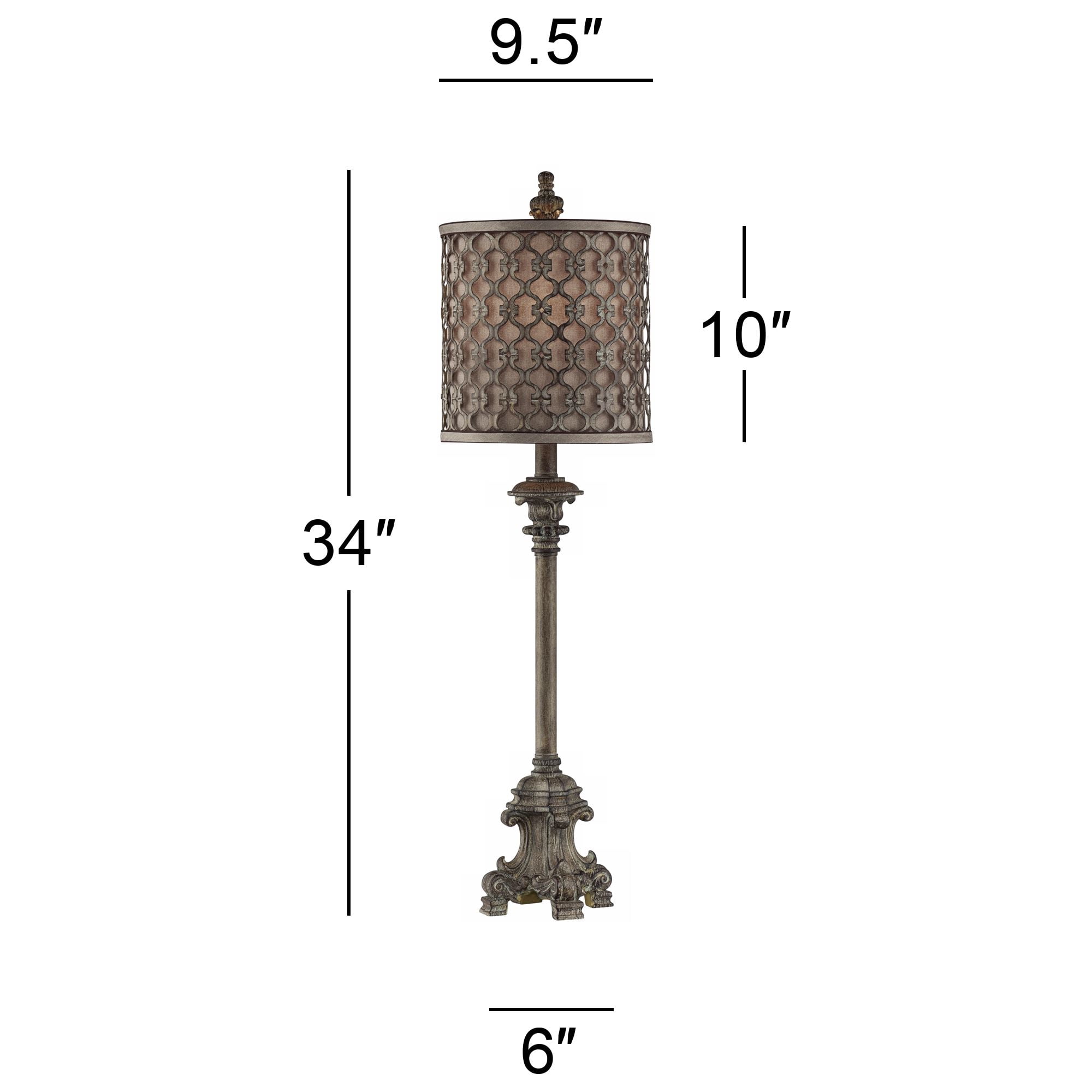 Regency Hill Vichelis 34" Tall Skinny Candlestick Buffet Traditional End Table Lamps Set of 2 Beige Metal Living Room Bedroom
