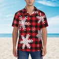 thumbnail image 4 of Balery Snowflakes On A Buffalo Plaid Print Men's Hawaiian Shirts Short Sleeve Beach Shirt Relaxed Fit Vacation Button Down Shirts-Medium, 4 of 9
