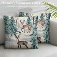 thumbnail image 3 of COMIO Christmas Pillow Covers Rustic Watercolor Tree Deer Brown Green Outdoor Decorative Throw Pillows Farmhouse Winter Themed Holiday Pillowcases  Cushion Case Decor for Sofa Couch Bed, 3 of 5