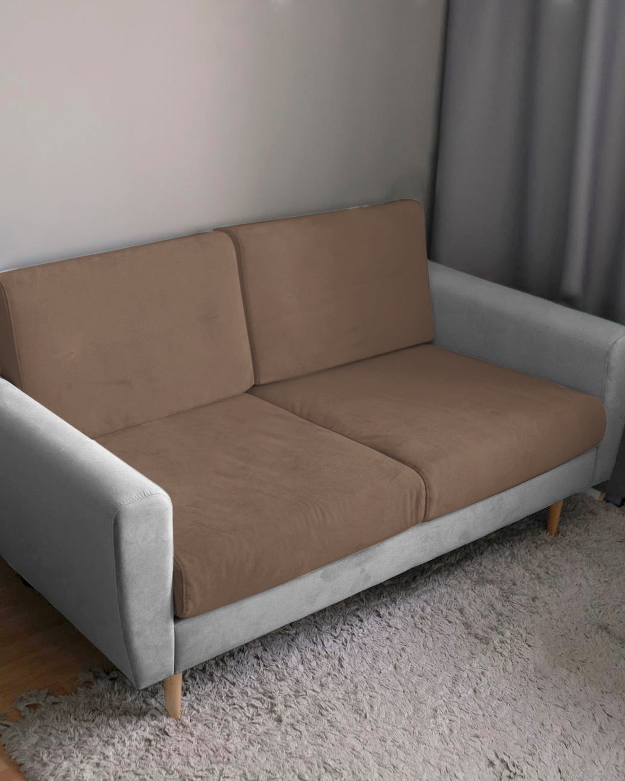 Pure Brown Couch Cushion Covers Stretch, Washable Sofa Seat Covers Individual Seat Cushion Sofa Slipcovers Simple Solid Color Couch Cover Furniture Protector S-1PCS