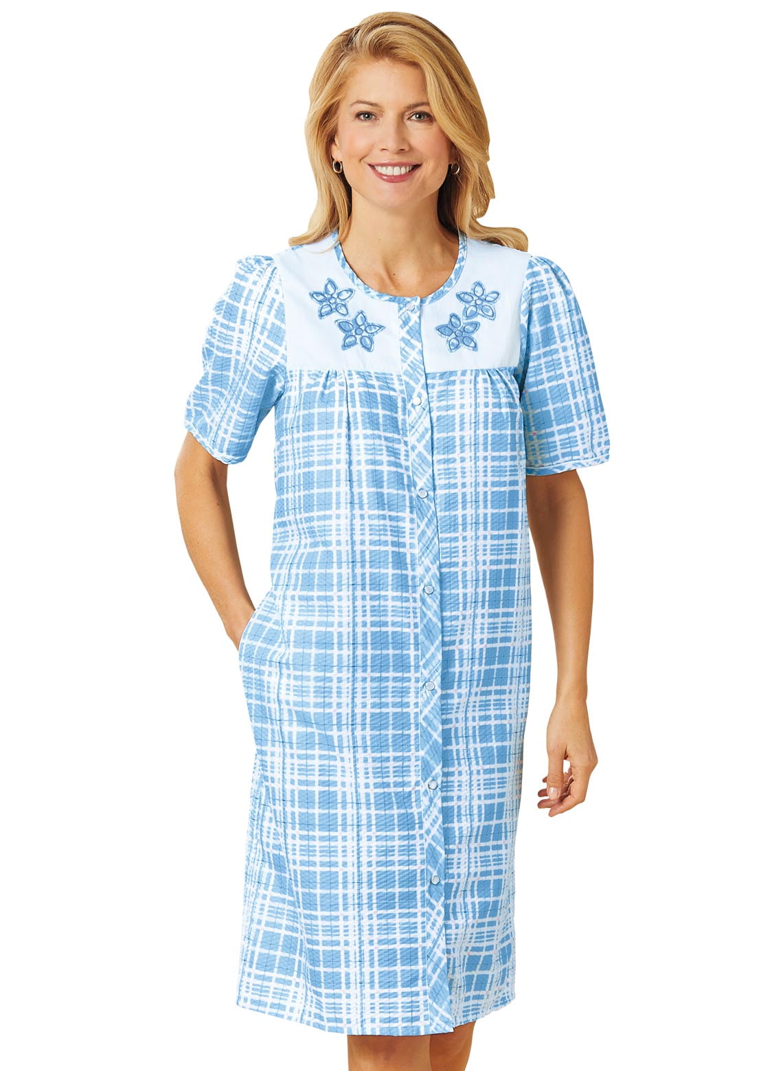 womens snap front duster