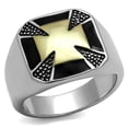 thumbnail image 1 of Two-Tone IP Gold (Ion Plating) Stainless Steel Ring with Epoxy in Jet for Women Jet Stone Color Style TK3019 Size 12, 1 of 4