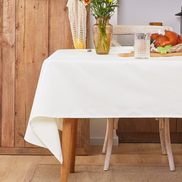 Deconovo Solid Textured Tablecloth, 54" x 72", White photo 5