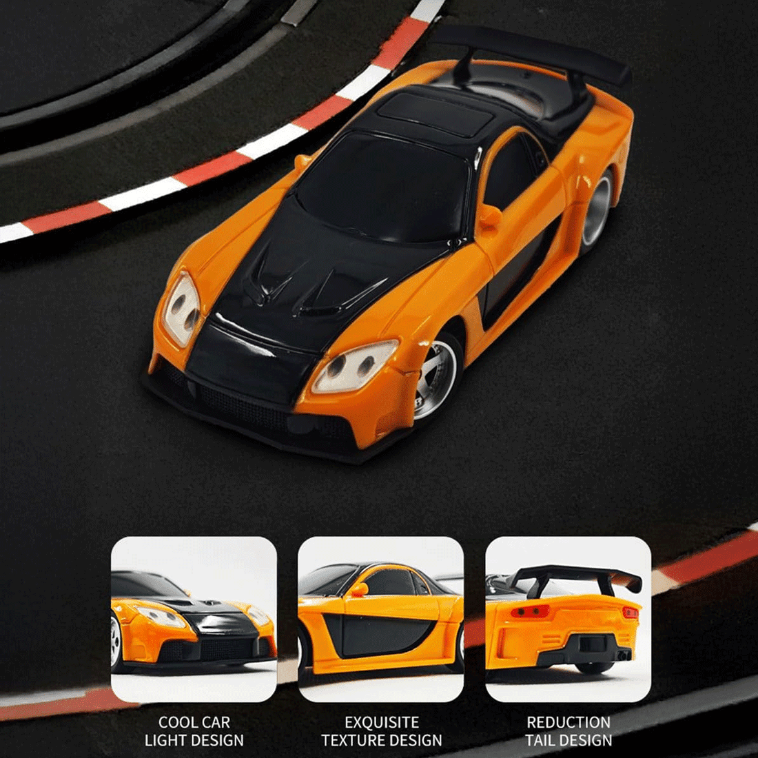 1/43 Scale Mini RC Drift Car, 2.4G 4WD Full Proportional Remote Control Sport Racing Car with 15KM/H High Speed & LED Lights, RC Electric Vehicle Toys for Adults
