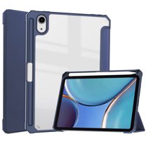 SaniMore Case for iPad Mini 6 8.3", Auto Sleep/Wake Shock Resistant [Built-in Pencil Holder] Flip Stand [Dual Angle] Transparent Slim Lightweight Anti-fall Tablet Shell, Deep Blue