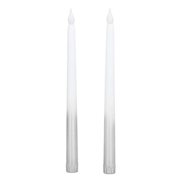 YUMILI 2 Pcs Bougies Coniques à DEL 4 Couleurs Alimentées par Batterie Bougie à DEL sans Flamme pour Mariage Anniversaire Rencontre fête décor à la Maison (Demi-Vaporisateur Argent)