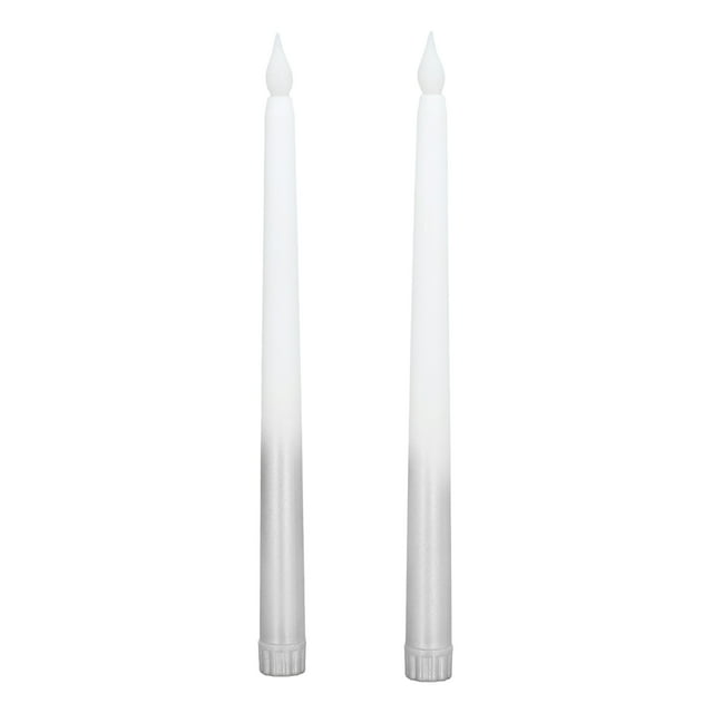 Flameless Taper Candles , Long Battery Life LED Candle Sticks Wiring Free Romantic For Birthday Party For Children For Wedding Half Spray Silver