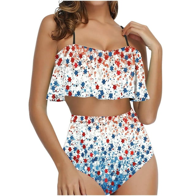 Trajes de baño Amzcrzy Tankini para mujer, trajes de baño, traje de baño de bikini con control de abdomen, conjunto de traje de baño con volantes para mujer, multicolor, M