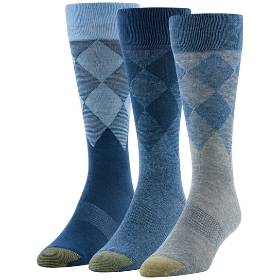 GOLDTOE Edition Mens Diamond Border Crew Socks, 3-Pack