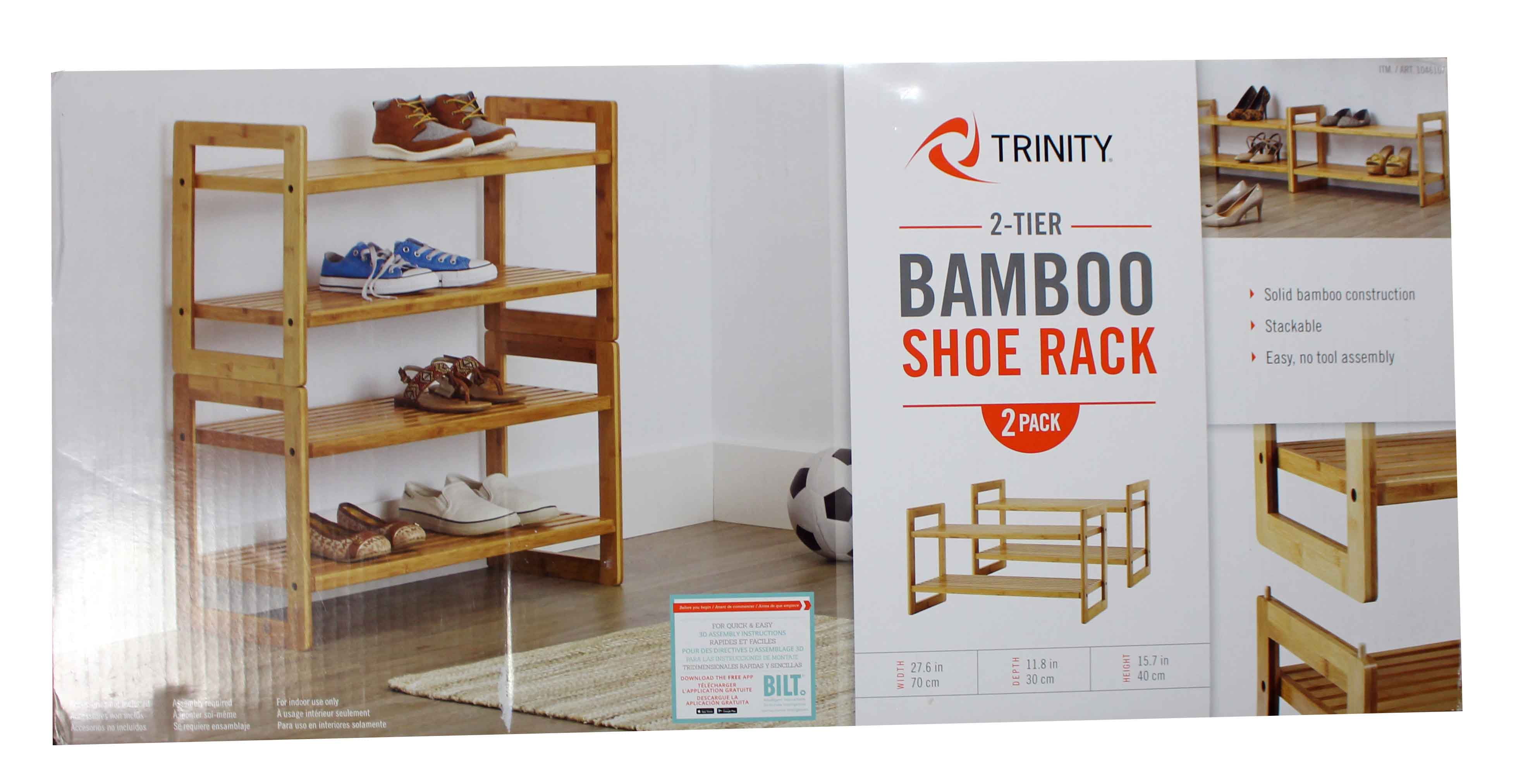 TRINITY Bamboo Shoe Rack, 2-Pack