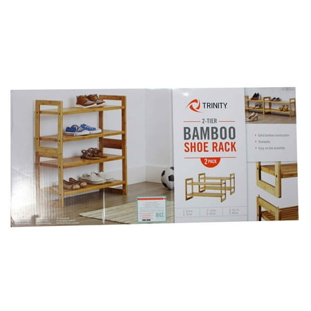 Trinity 2-Tier Bamboo Shoe Rack 2 Pack